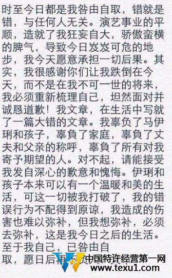 文章出轨道歉声明。